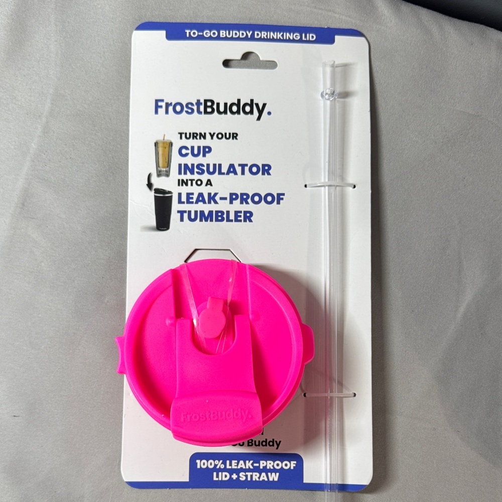 FrostBuddy Pink Leak-Proof Lid with Straw